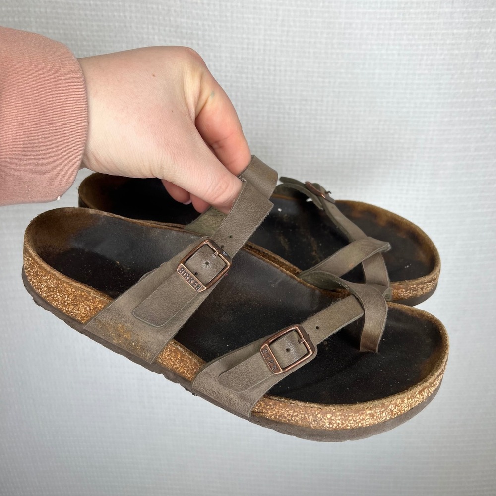 Birkenstock Mayari Mocha Brown Birko-Flor Toe Loop Sandals Womens 39